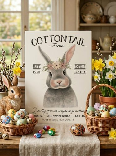 2455 Cottontail farms - szurke nyuszi 40x30 cm