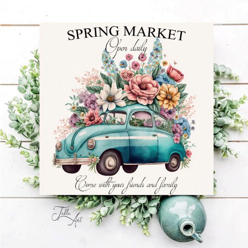 2459 Spring market - kék autó 