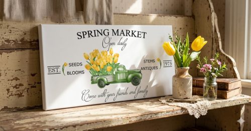 2463 Spring market - sarga tulipanok 40x20 cm (fa)