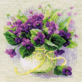 2091 Violets in a Pot 22x22 cm