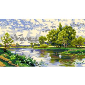 SAC134 A.A. Glendening-Hattyúk a folyóban 40x70 cm