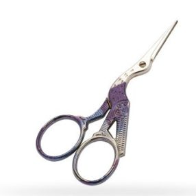 F71250312ub Stork embroidery scissors coloured handles 9 cm