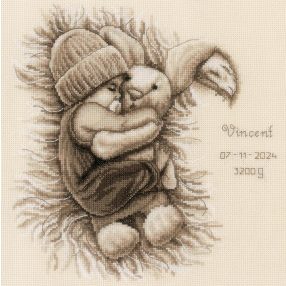 PN-0202245 Baby with cuddly bunny 29x29 cm