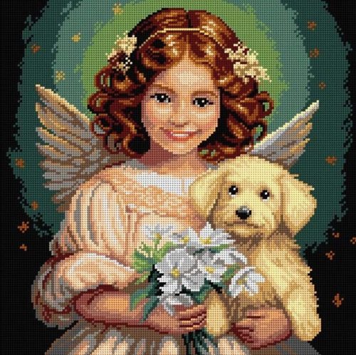 3594 Angel with a little dog 40x40 cm