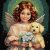 3594 Angel with a little dog 40x40 cm