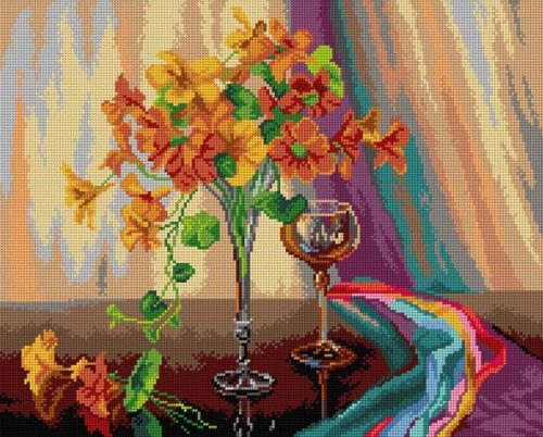 3596 Friedrich Meyer Rubritius - Csendélet virágokkal és egy pohár borral 40x50 cm