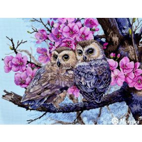 SK228 Két bagoly a tavaszi virágzásban 38x29 cm