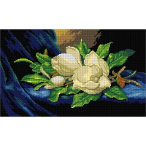   3646 Martin Johnson Heade - Óriás magnóliák a kék bársonyon 30x50 cm