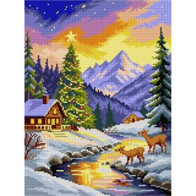 3656 Téli táj őzekkel 30x40 cm