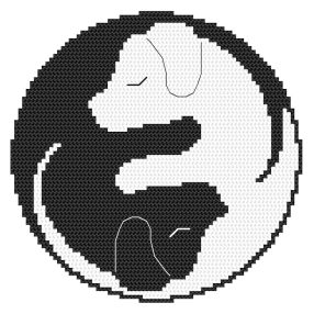 Z10775 Yin yang dog 15x15 cm