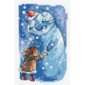 EH380 Girl and snow cat 7,5x12,5 cm