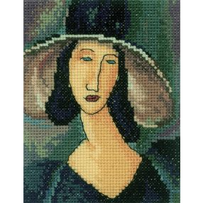 EH336 Portrait of woman in hat 10x13 cm