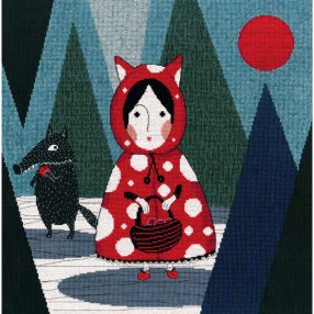 CU070 She has a red hooded coat 40x40 cm