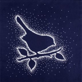 CU014 Snow silver. Bird 40x40 cm