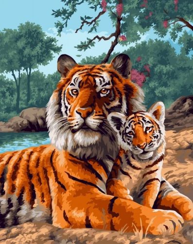 H169 Tigris és kicsinye 50x40 cm