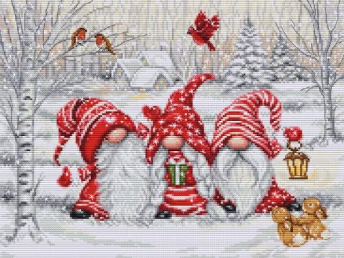 BU5050 Three Gnomes in Wood 29x22 cm