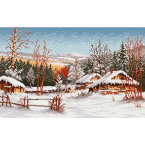 744 A winter cottage 50x80 cm