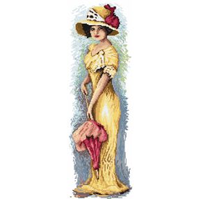 4543 Woman with an umbrella 18x56 cm