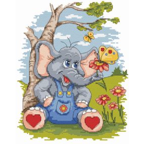 4836 An elephant with butterfly 24x30 cm