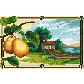 4319 Landscape with pears 30x48 cm