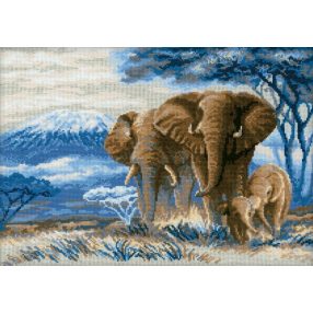 1144 The elephants in the Savannah 40x30 cm