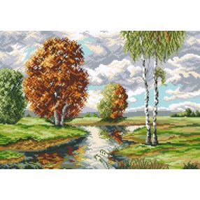 33127 Birches by a river 30x44 cm