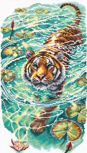 AVA-P014 Tiger of the Turquoise Lotus Pond 17,94x31,43 cm