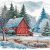 AVA-P044 The Red Cabin under the Snow 28,5x28,2 cm