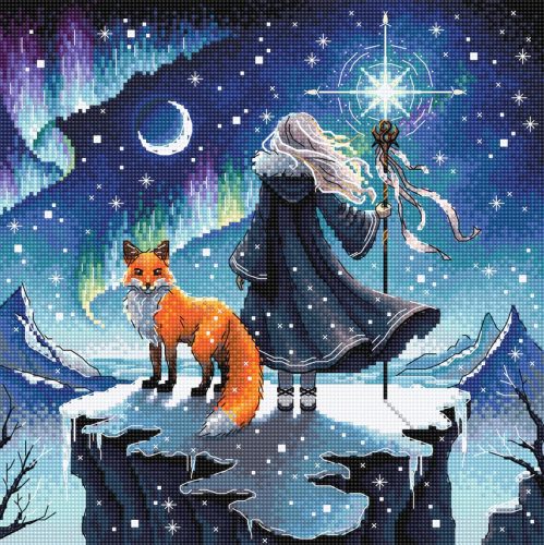 AVA-P069 Sorceress of the Auroras and her Fox 23x23 cm