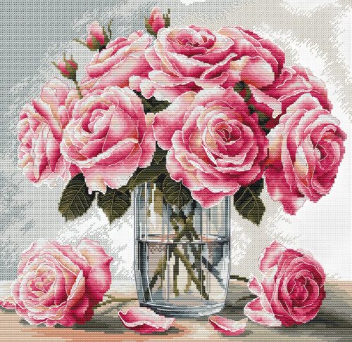 AVA-P090 Vase of Roses 31,59x30,80 cm