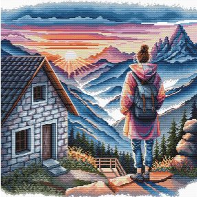 AVA-P112 Napfelkelte a hegyekben 31,5x31,5 cm