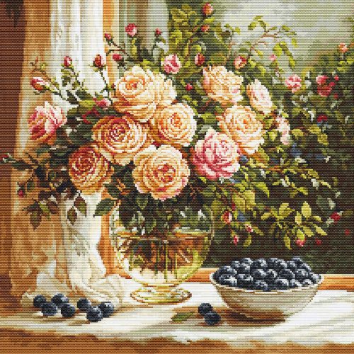 B719 Rózsák és áfonyák 35x35 cm