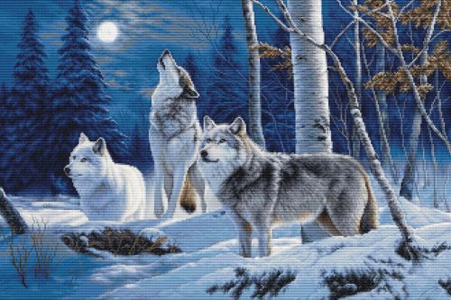 B727 The Howl of Wolves and the Winter Moon 52x35 cm