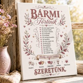   Bármi történik, szeretünk - mályva - gyerekszoba dekor - vászonkép