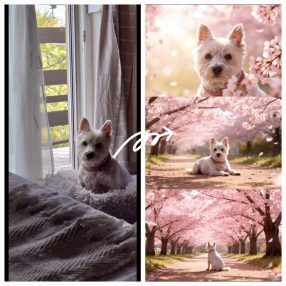 Cseresznyevirágzás kedvenceddel - egyedi vászonkép