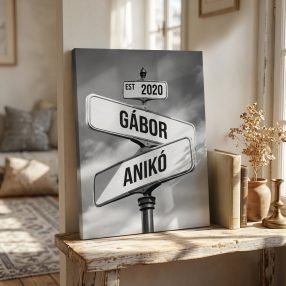 Családi datumok és nevek táblán - egyedi vászonkép