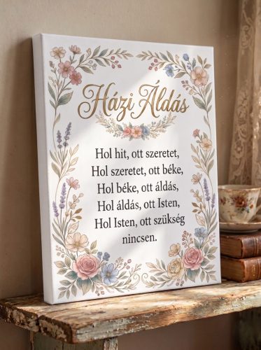 Házi áldas pasztell virágokkal