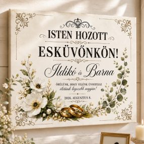 Isten hozott esküvőnkön - egyedi vászonkép