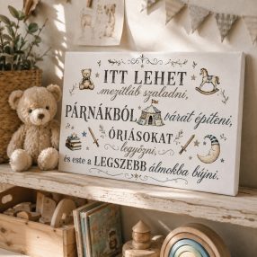   Itt lehet mezitláb szaladni  - gyerekszoba dekor -  vászonkép