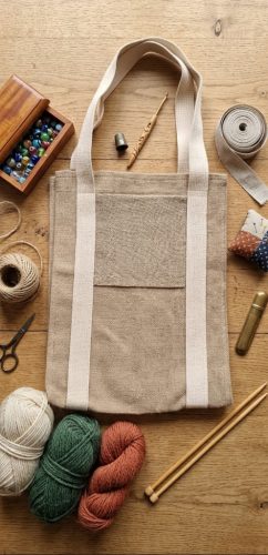 Vászon kézimunka tároló táska 23x30 cm