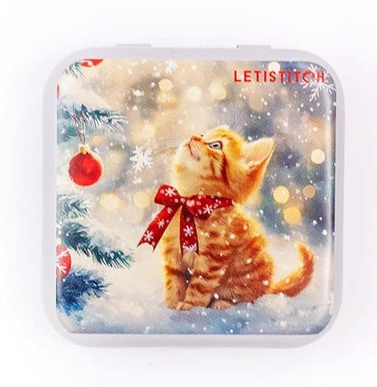 Leti 25638 Fém tűtartó - karácsonyi cica 5,5x5,5x2 cm