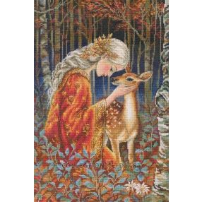 M1096 Fairytale Girl and Fawn 24x36 cm