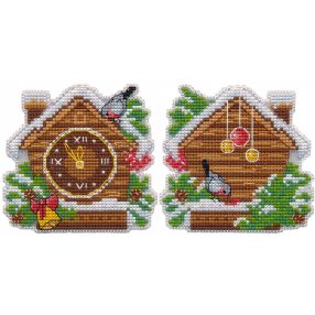   S1702 Christmas tree decoration. New Year's clock 9×8,7 cm