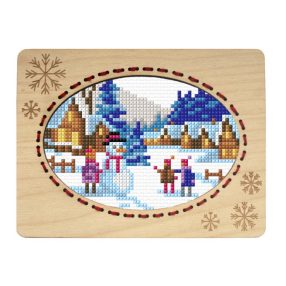 SA6677 Landscape with Snowman 10,6x14,4 cm