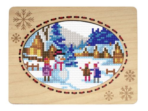SA6677 Landscape with Snowman 10,6x14,4 cm