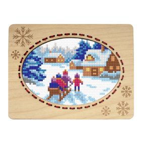 SA6680 Winter Landscape with Children 10,6x14,4 cm