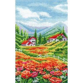 SANP-66 Landscape with poppies 13,5x20,5 cm
