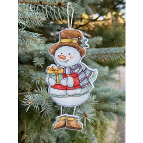 SANS-78 Snowman with a gift 8,5х15,5 cm