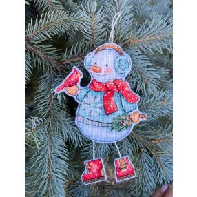 SANS-80 Snowman with a bird 10,5х14 cm