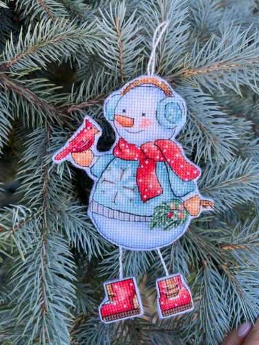 SANS-80 Snowman with a bird 10,5х14 cm